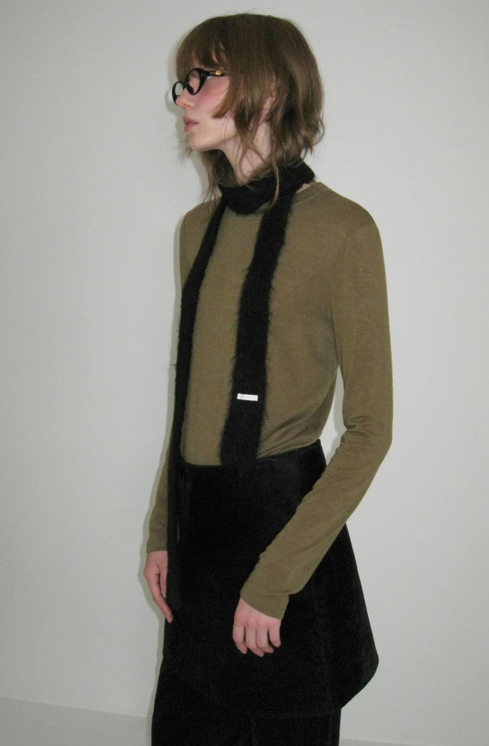 소프트 알파카 슬림 머플러 블랙 상품이미지4