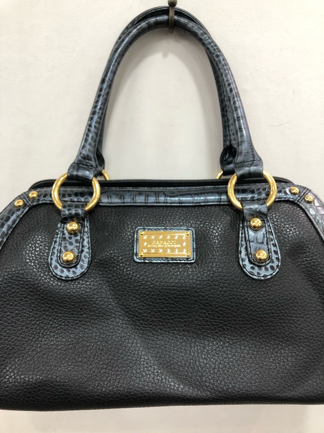 navy croc contrast black tote bag 상품이미지4