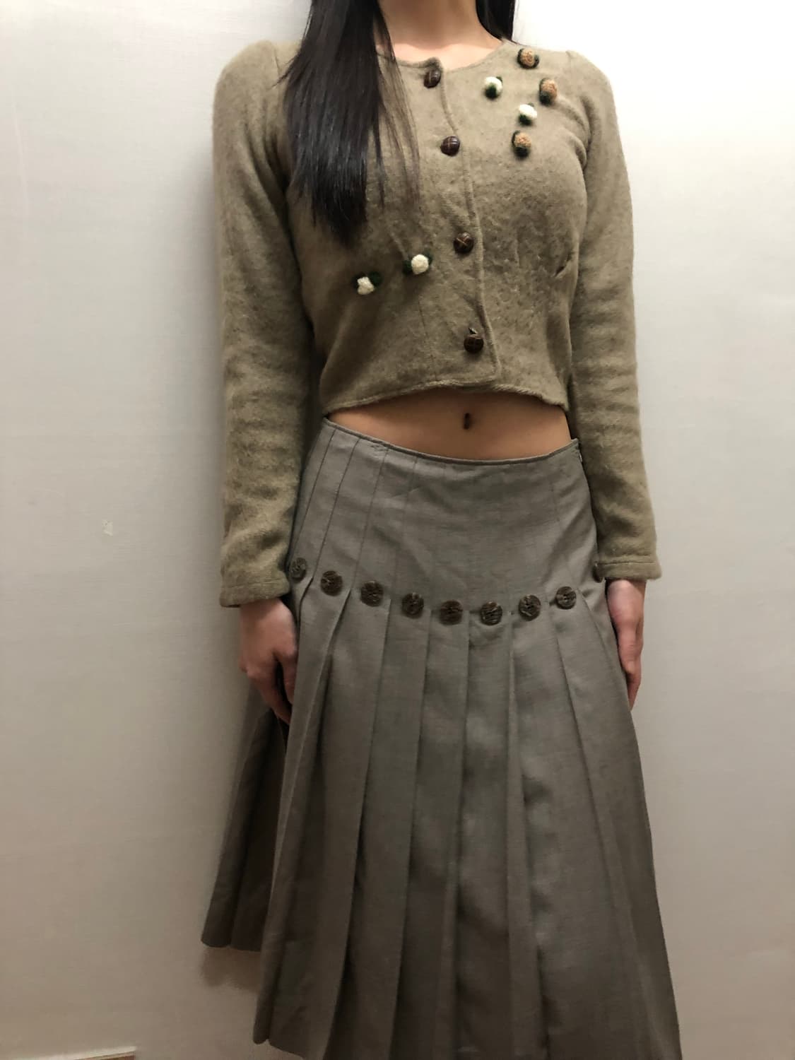 빈티지 베이지 니트 가디건 상품이미지2