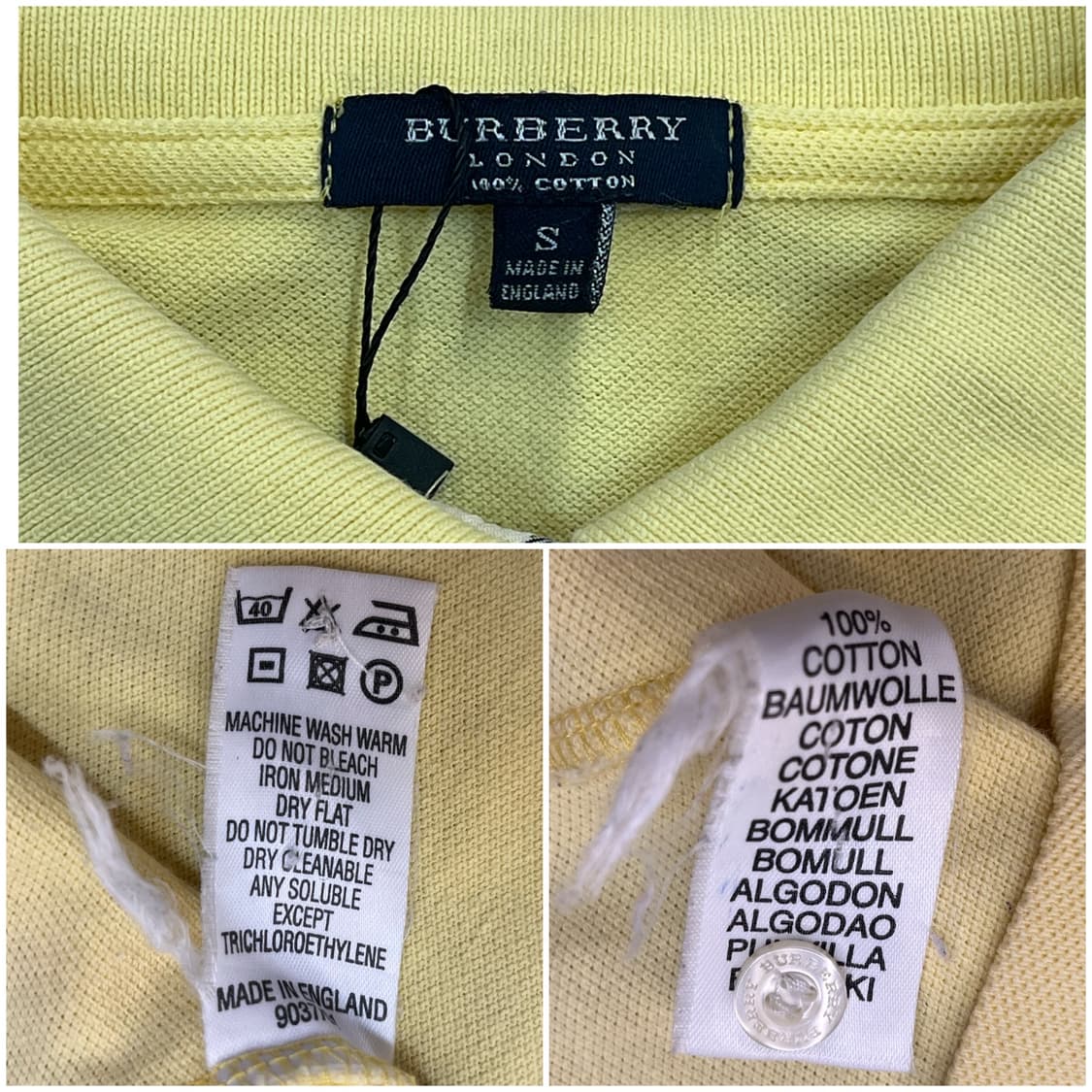 버버리 반팔 카라티 옐로우 S #csz3841 상품이미지4
