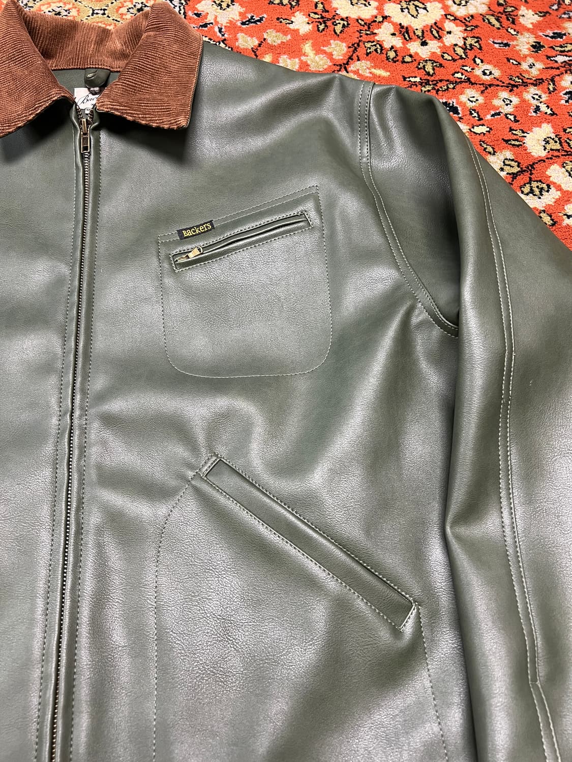 [M] Backers 레더 스포츠 자켓 그린 상품이미지3