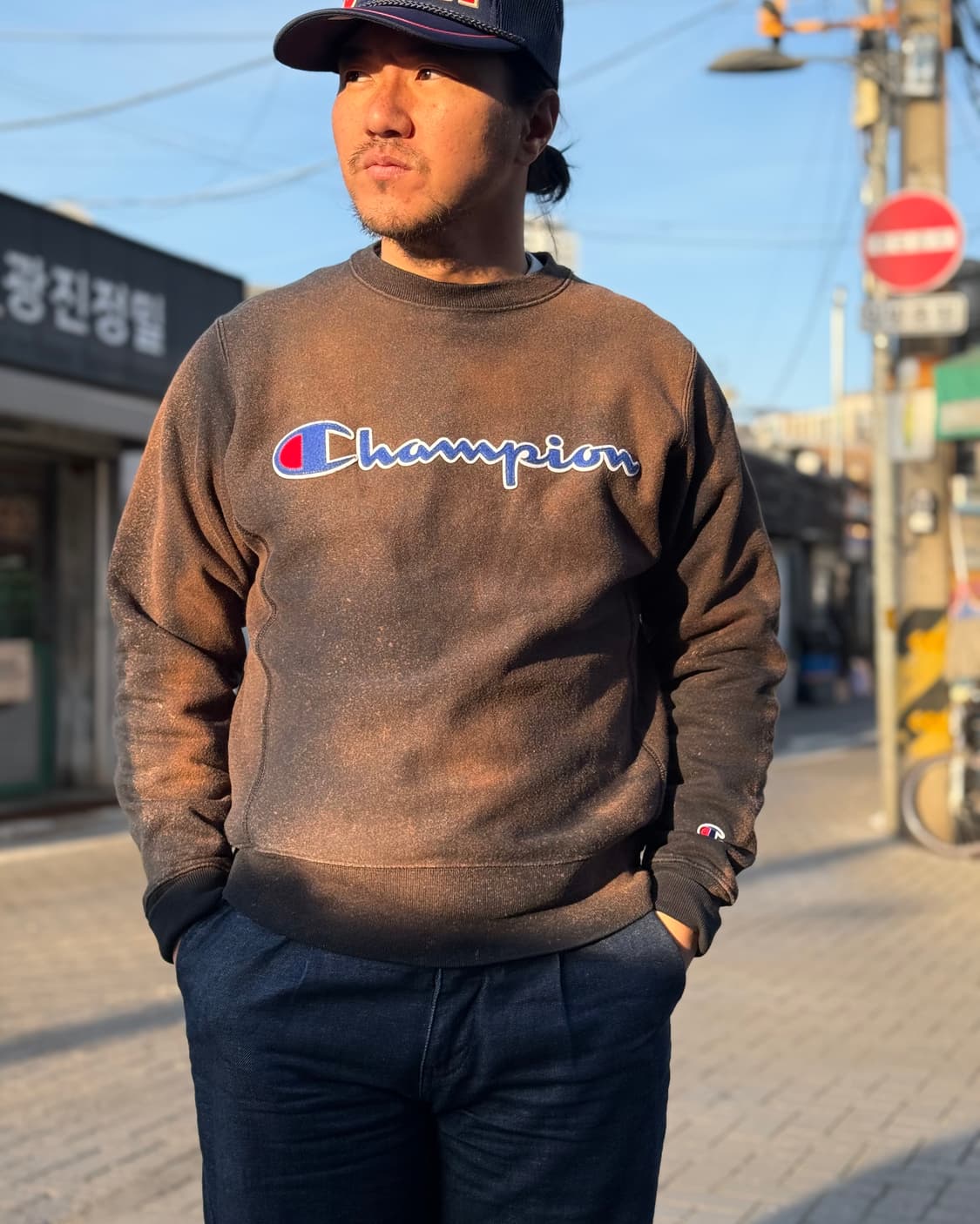 챔피온 리버스위브 페이드 스크립트 크루넥 스웻셔츠 S 상품이미지8