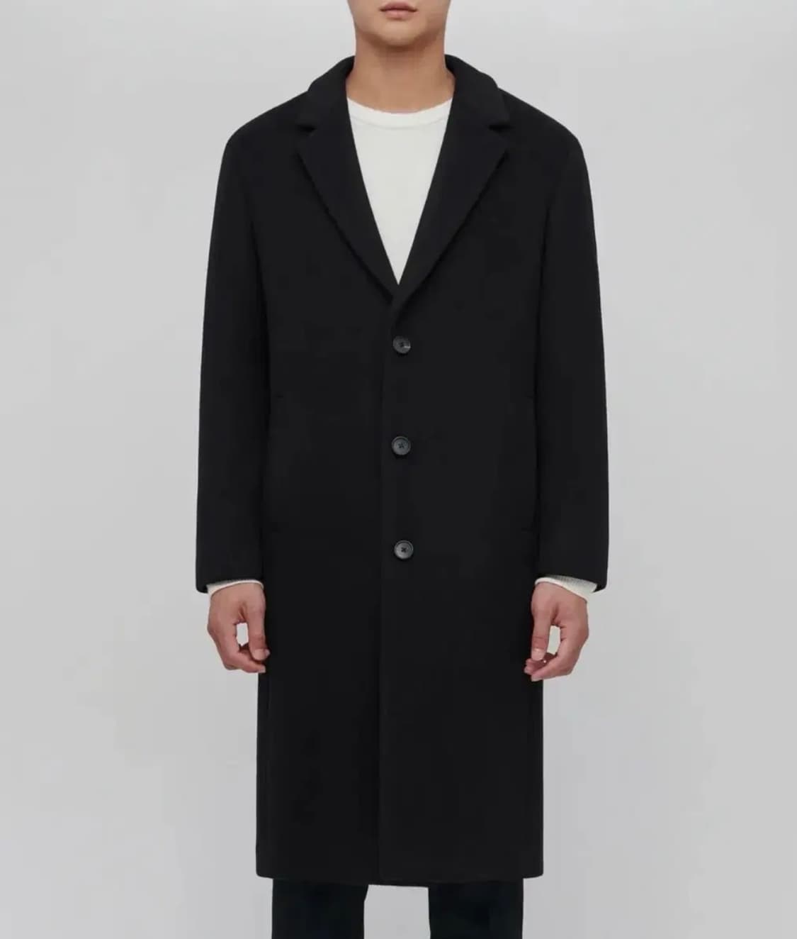 무탠다드 캐시미어 블렌드 오버사이즈 싱글코트 블랙 XL 상품이미지1