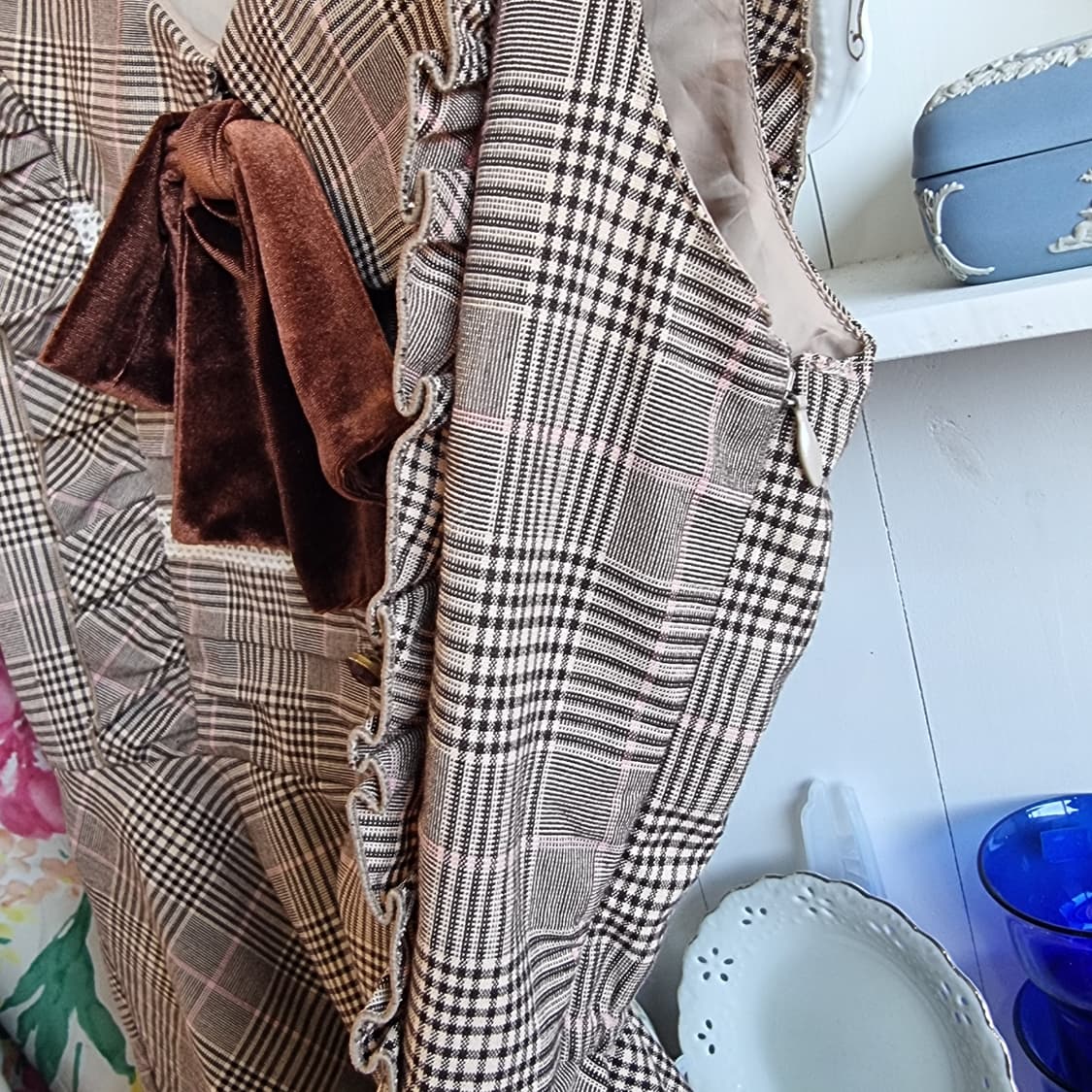 LIZ LISA(리즈리사) 초콜릿무드 체크 레이스 리본 원피스 상품이미지6