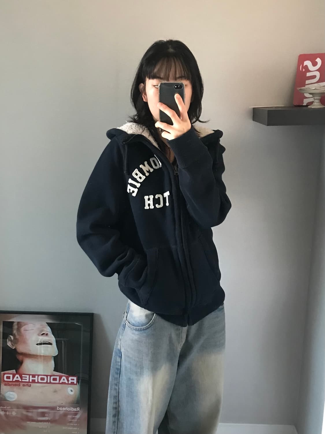 아베크롬비 자수로고 안감 울프죠 후드집업 헤비코튼 상품이미지4