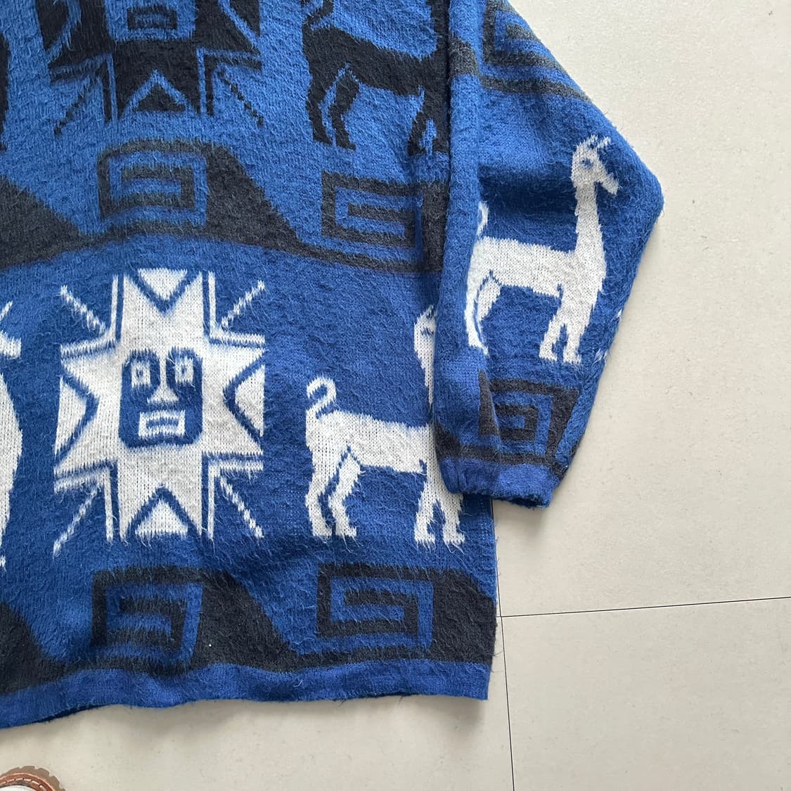 Tejidos 에콰도르 아즈텍 에스닉 네이티브 알파카 울 후드 자켓  상품이미지9