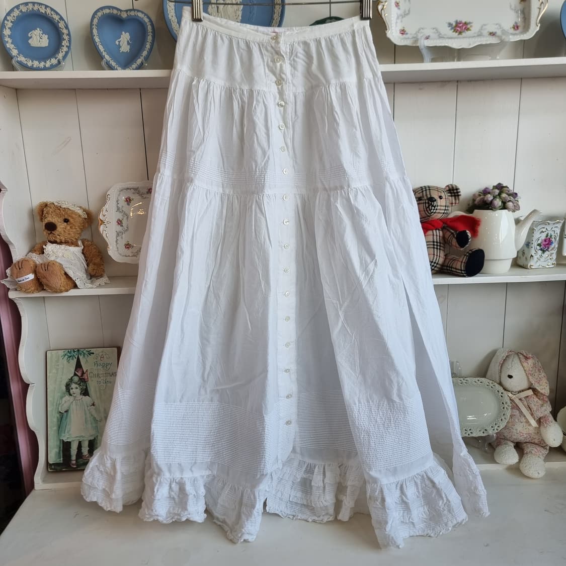 화이트 코튼 롱스커트 상품이미지1