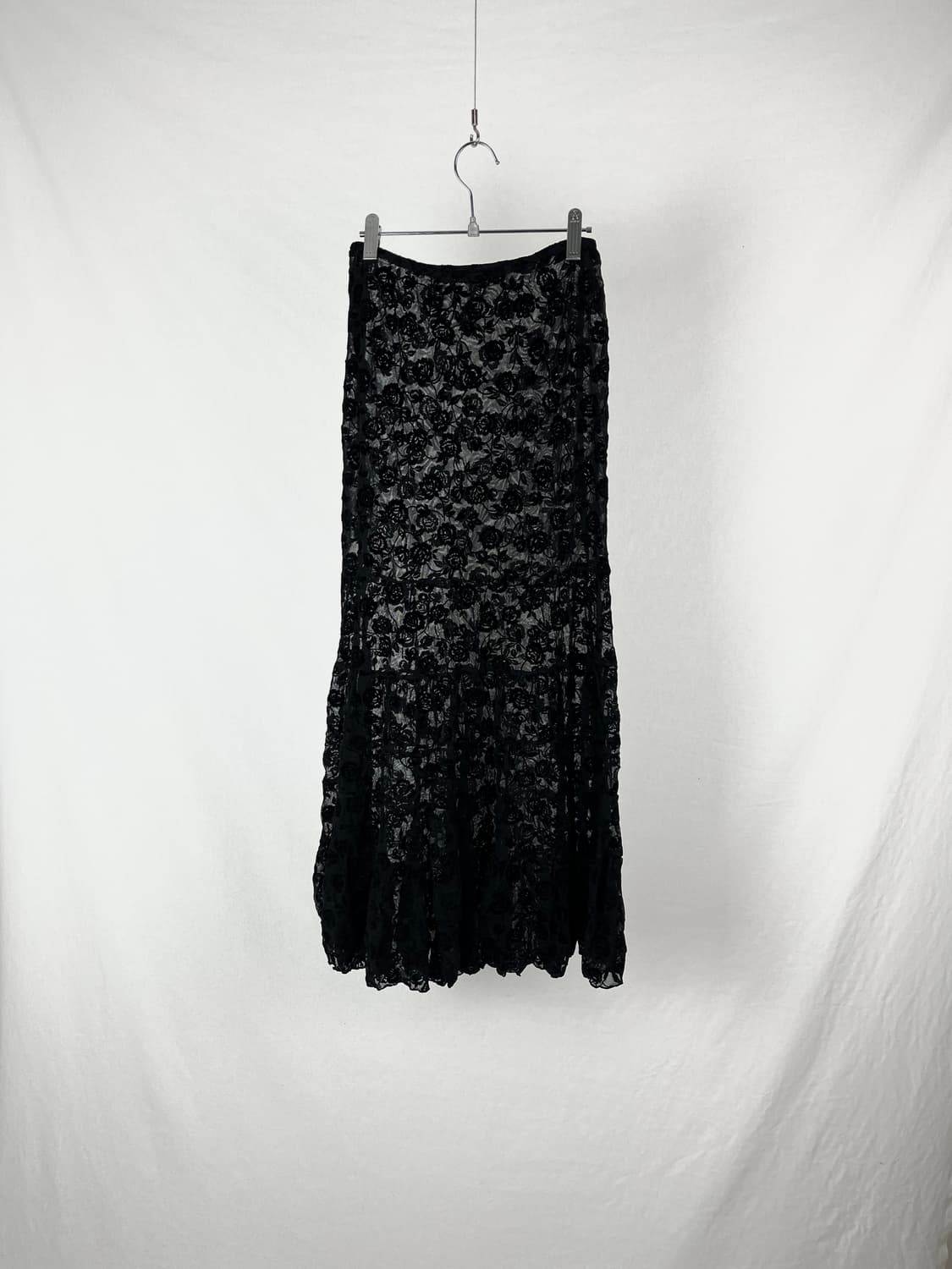 Shizuka Komuro 시스루 플라워 패턴 롱스커트  상품이미지1