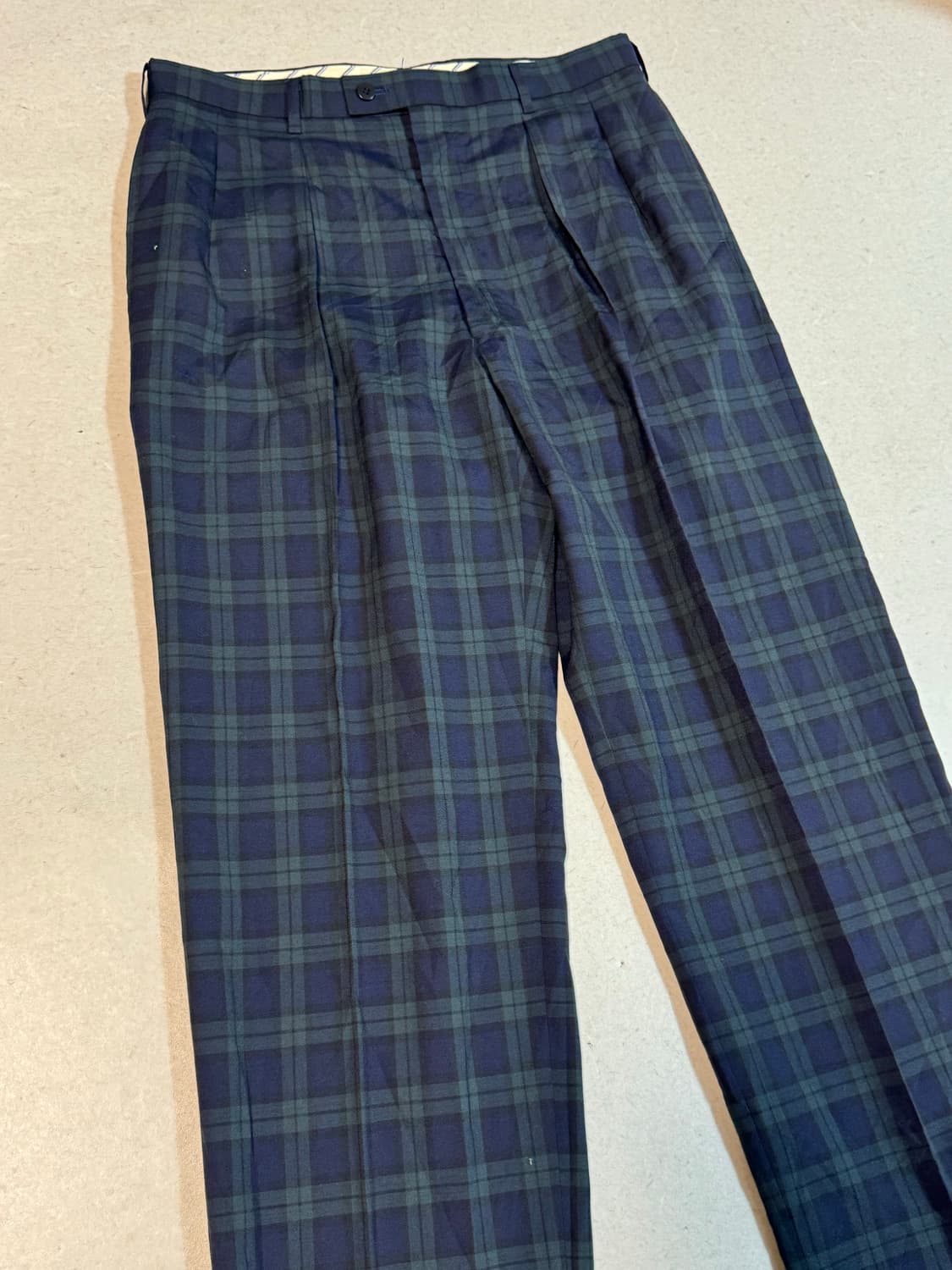 St.j.s.c 일본빈티지 영국스타일 타탄체크 와이드 슬랙스 면 팬츠 상품이미지3