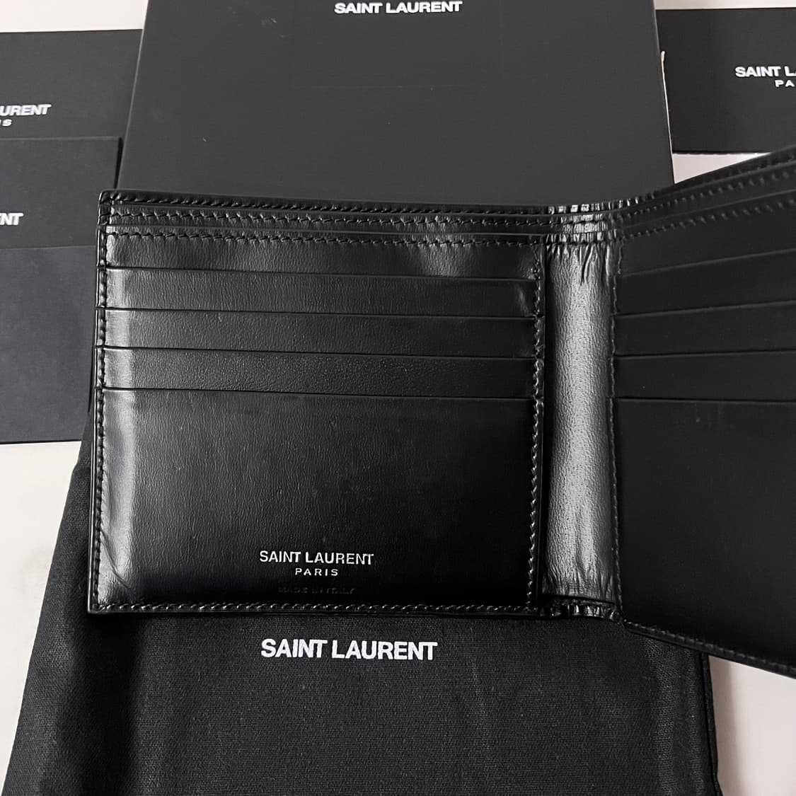[S급/정품] 생로랑 로고 반지갑 은장 블랙 상품이미지4