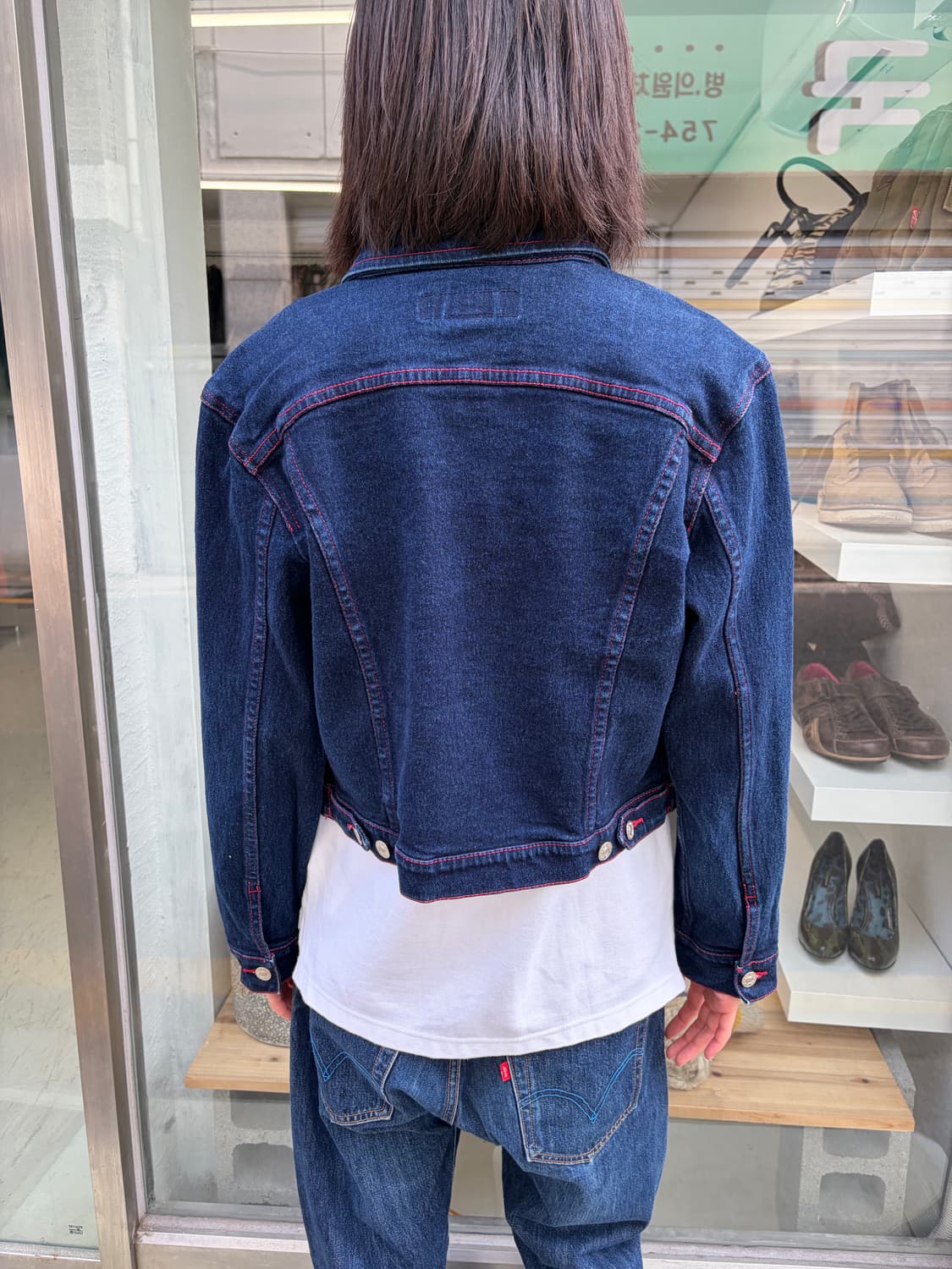 Revolt 데님 크롭 자켓 레드 스티치 포인 쇼 상품이미지2