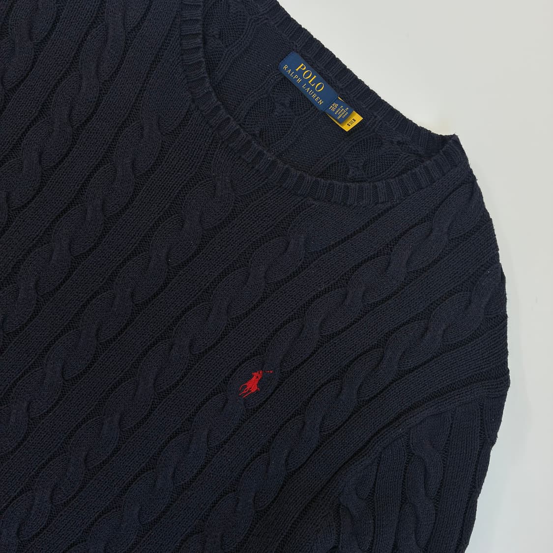 Polo  폴로 랄프로렌 신형 자수 코튼 네이비 꽈배기 니트  상품이미지3