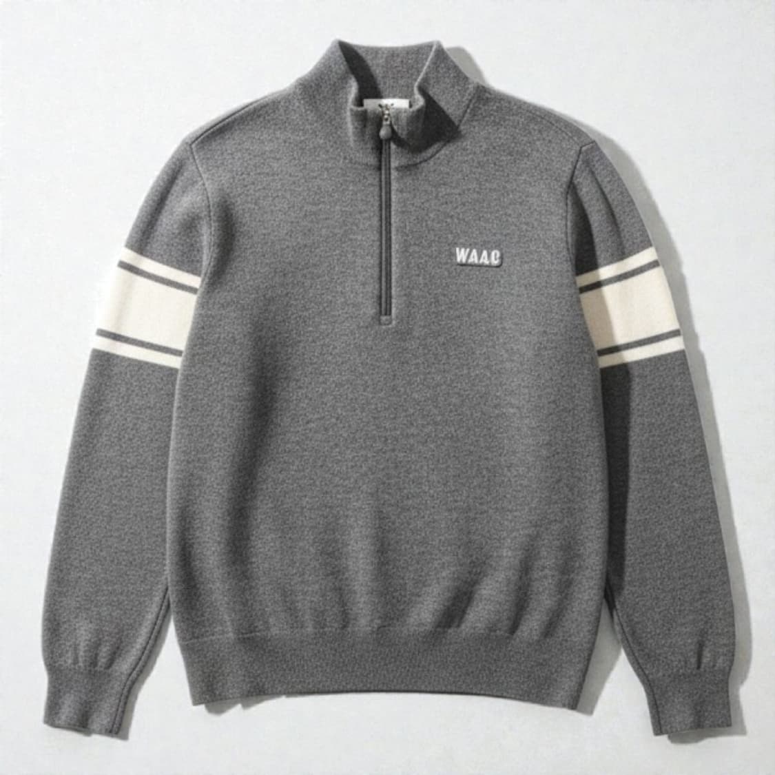 여성55 WAAC 왁 니트 방풍 니트 반집업 그레이 상품이미지1