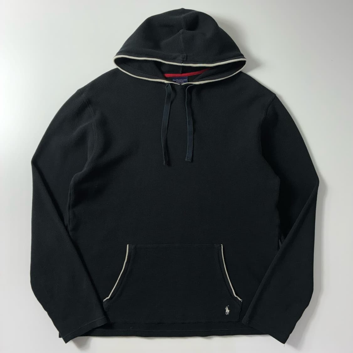 Polo  폴로 랄프로렌 자수 코튼 블랙 와플 니트 후드티  상품이미지1