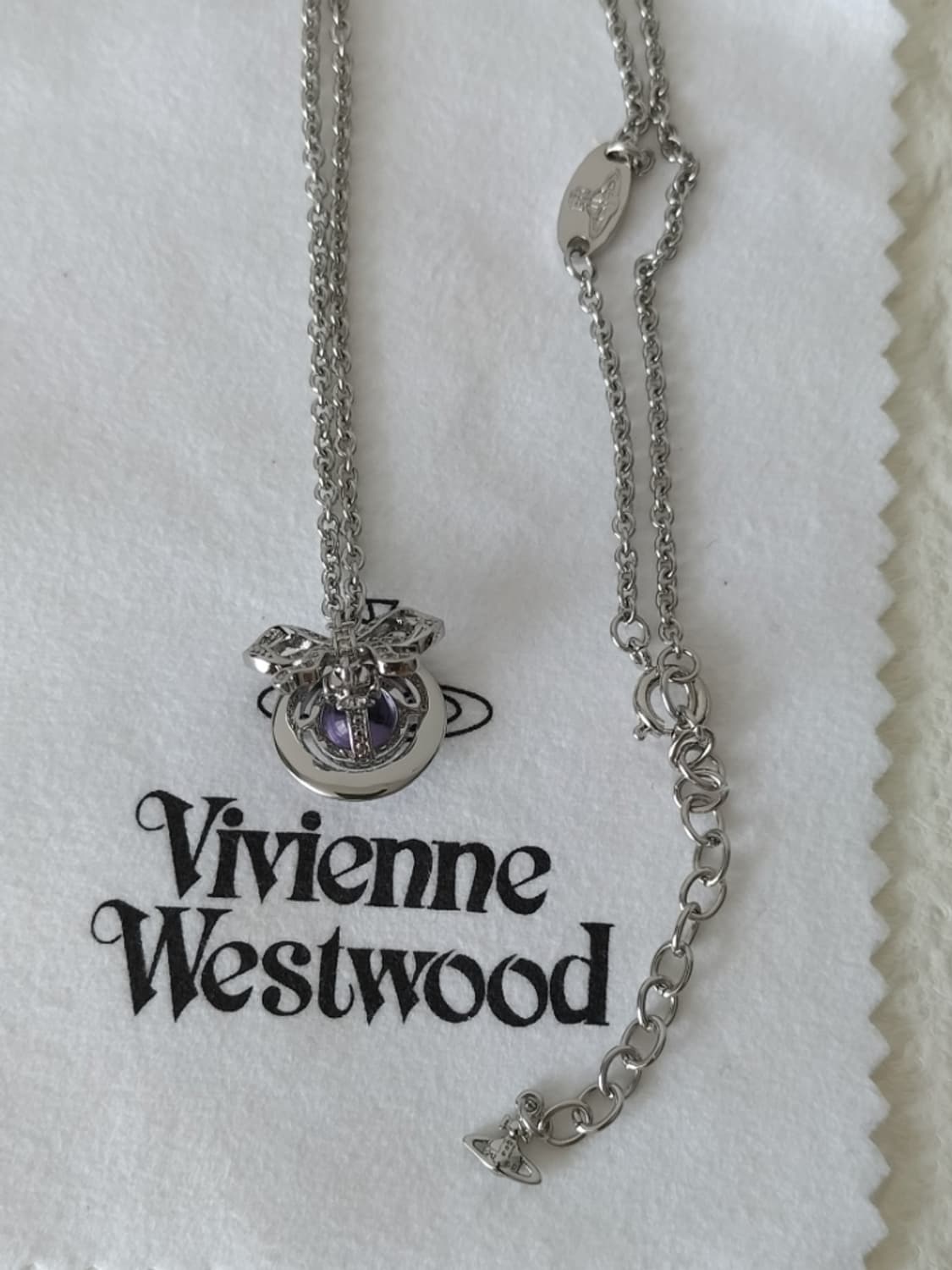 비비안웨스트우드 아카이브 리본 옥타비에 퍼플 크리스탈 3d orb 목걸이 상품이미지7