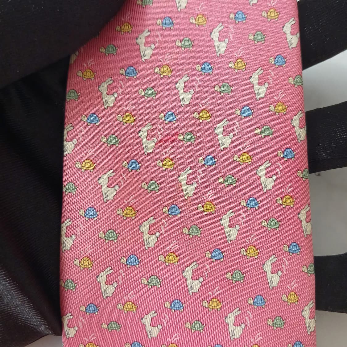 살바토레 페라가모 토끼와 거북이 모티브 넥타이 8.5cm B등급 E955 상품이미지8