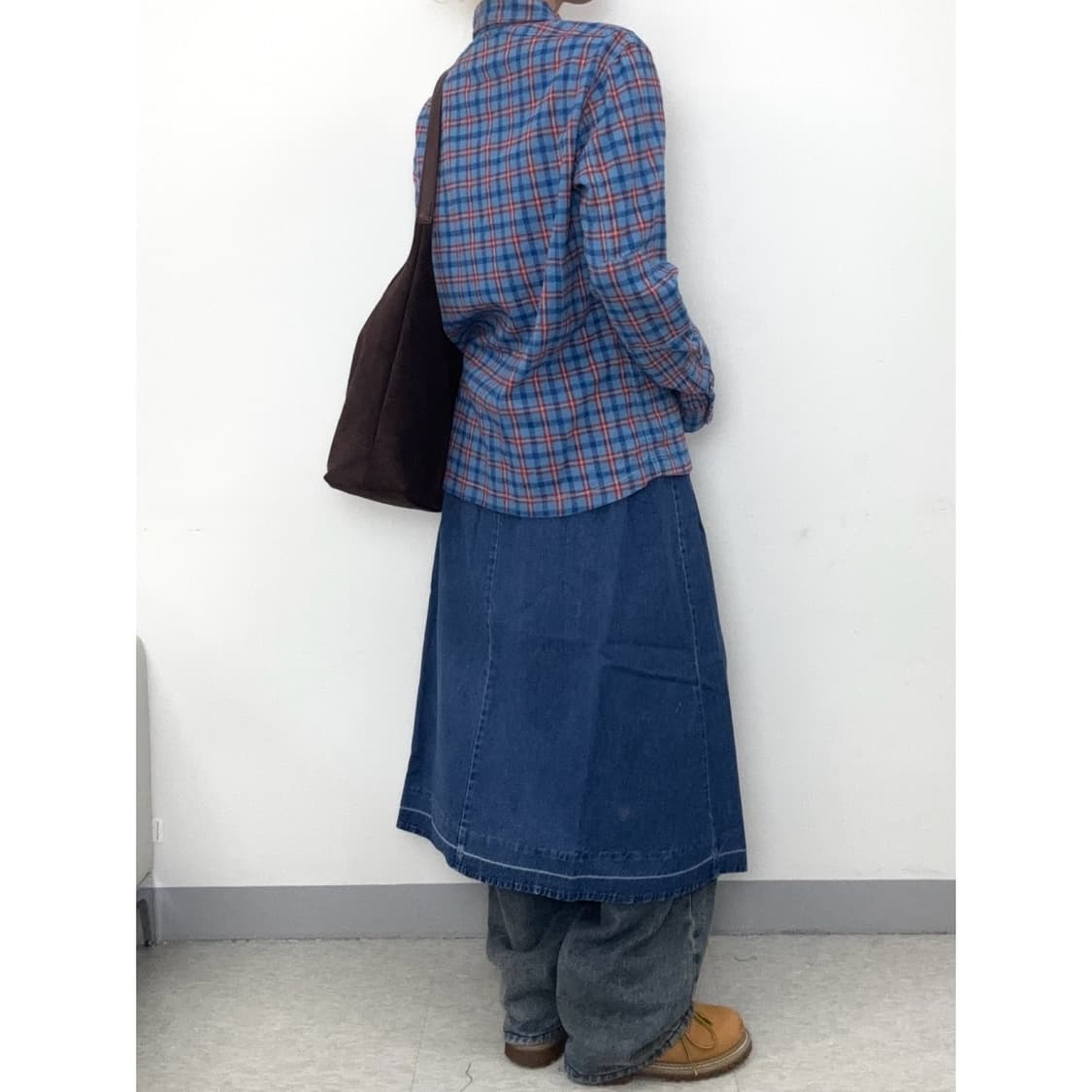 빈티지 블루 체크 셔츠 상품이미지3