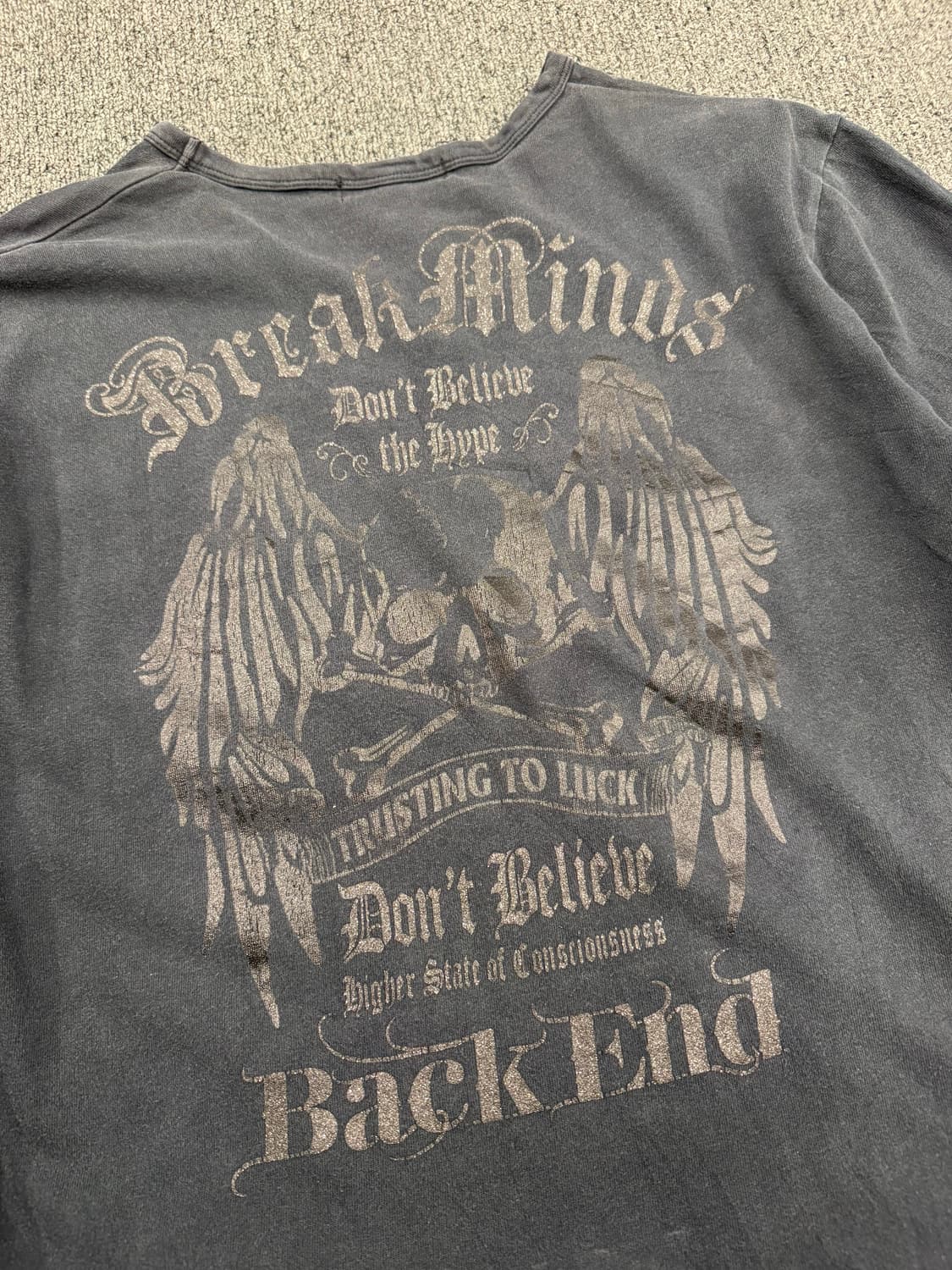 3L)Defective Struct 빈티지 Y2K 스컬 프린팅 브이넥 상품이미지6