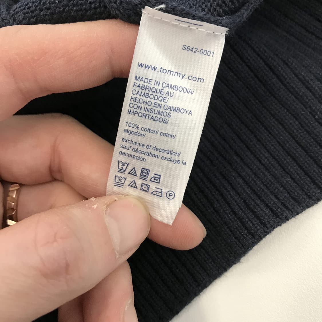 타미힐피거 네이비 코튼 케이블 니트 [XL] 상품이미지6