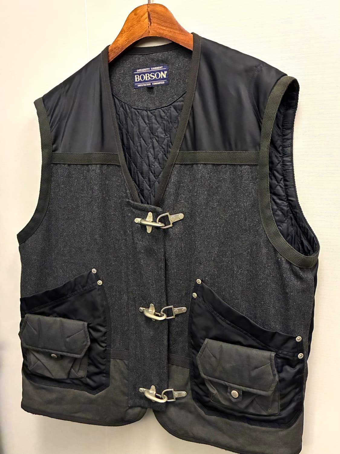 (XL)90s BOBSON 밥슨 울 나일론 파이어맨 워크 피싱 베스트 상품이미지2