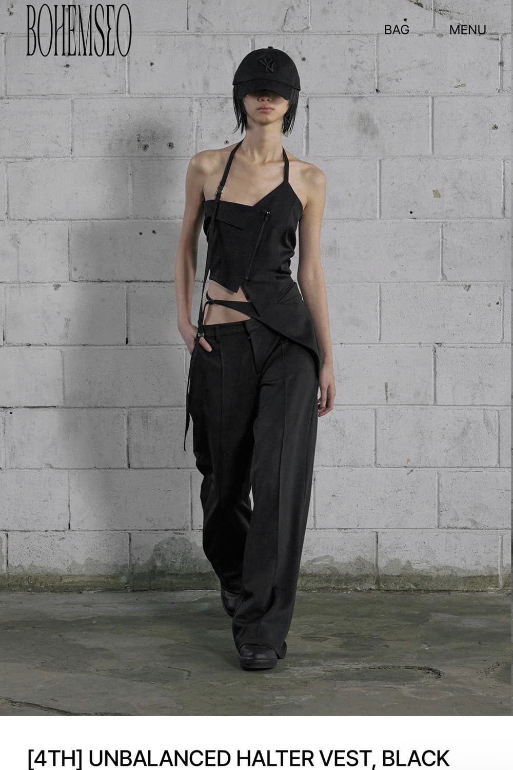 [택O새상품]보헤미안서울 보헴서 언발란스 홀터탑 베스트 블랙 상품이미지2