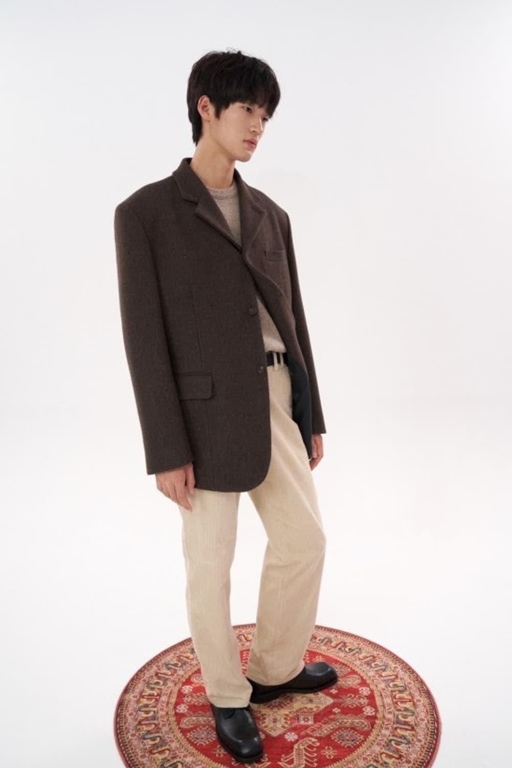 [L] STU office 오버사이즈 블레이져 3버튼 카키 상품이미지1