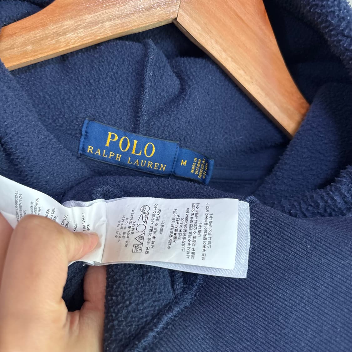 폴로 랄프로렌 빅로고 성조기 후리스 후드 네이비 상품이미지3