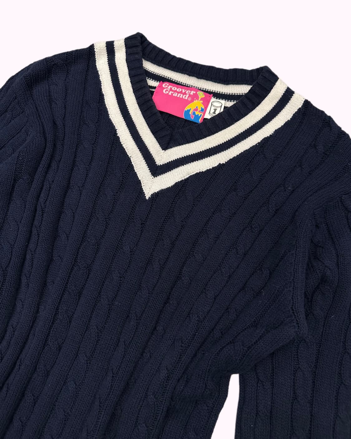 navy cable cricket v-neck knit 상품이미지2
