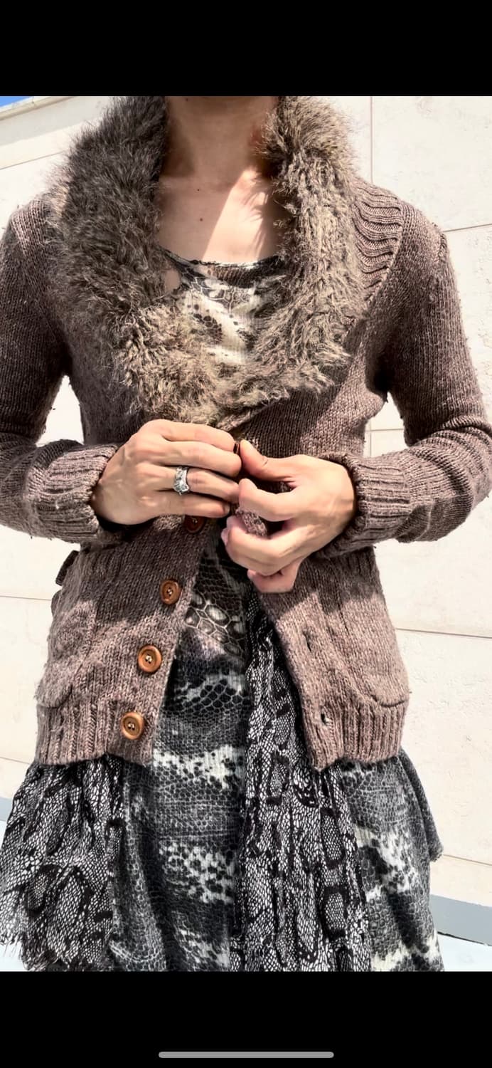“Vintage” V-Kei Mood Fur Detail Brown Ca 상품이미지3