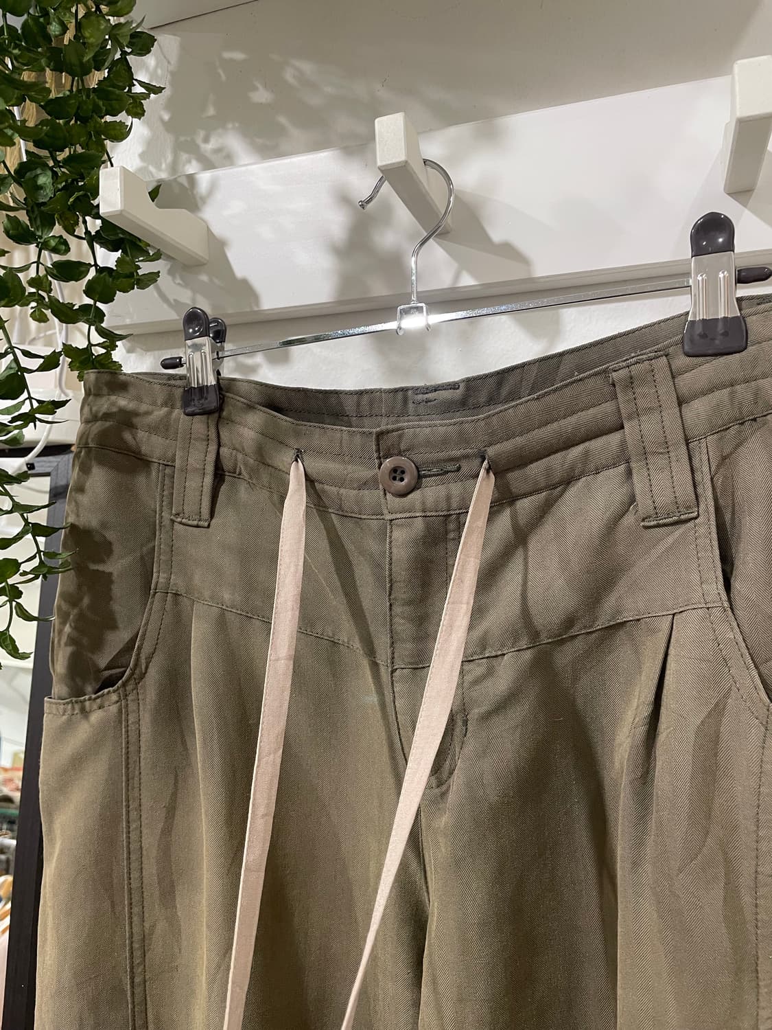 카키 밴딩 와이드 팬츠 상품이미지7