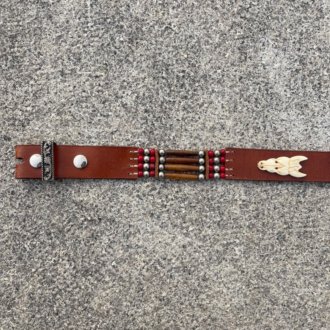 본 모티프 핸드 비즈 웨스턴 레더 벨트  상품이미지4