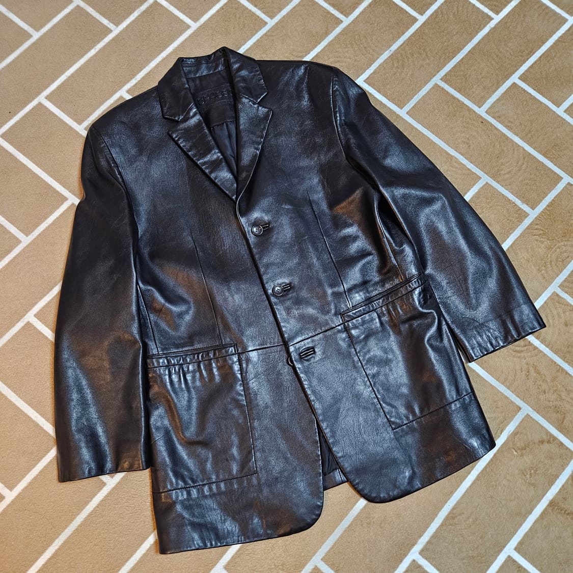 SPASSO 00's 빈티지 양가죽 3버튼 블레이져 자켓 L size 상품이미지1
