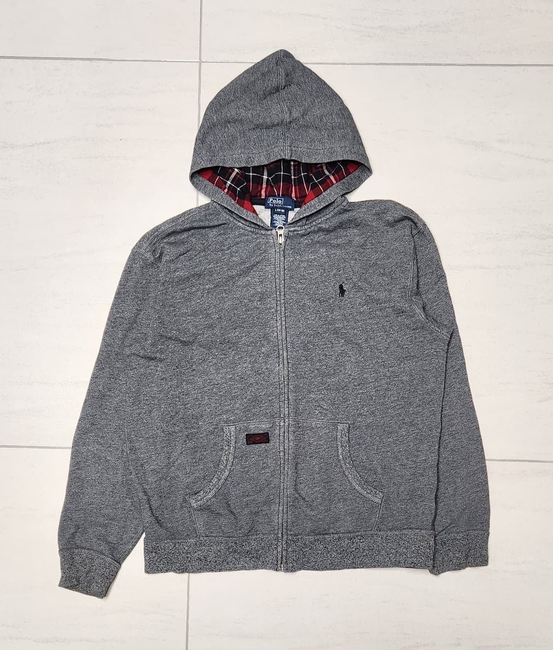 폴로 그레이 레드체크 후드집업 L 상품이미지1
