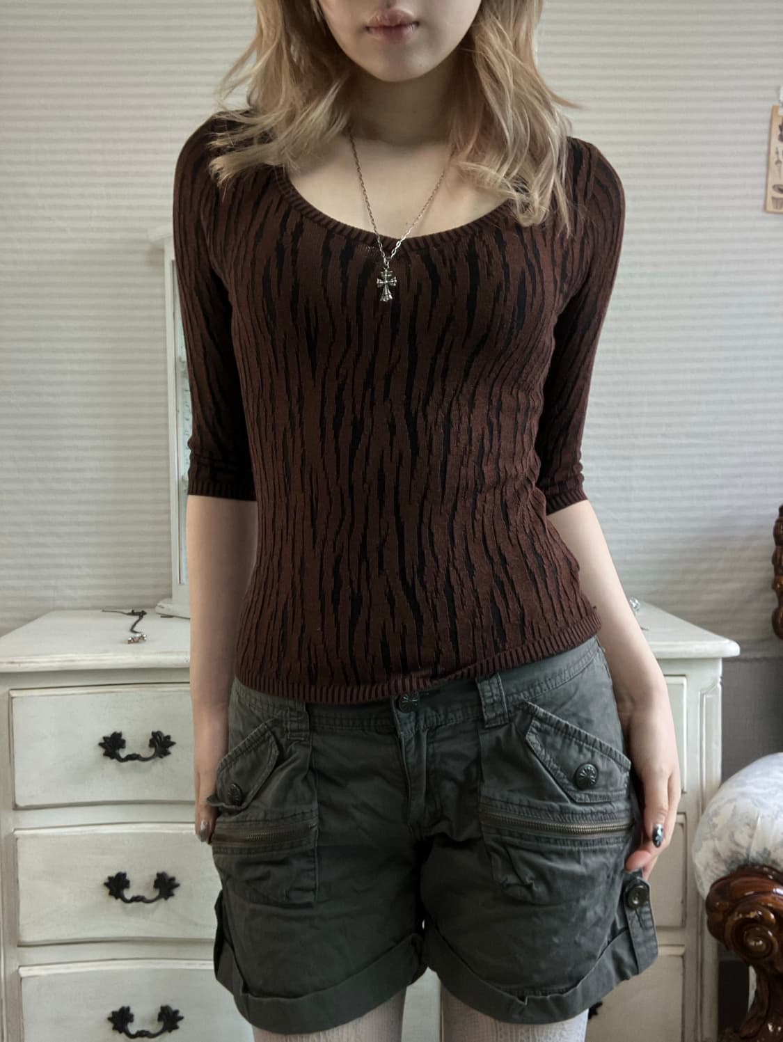 MAITRESSE 브라운 레오파드 슬림니트 상품이미지2