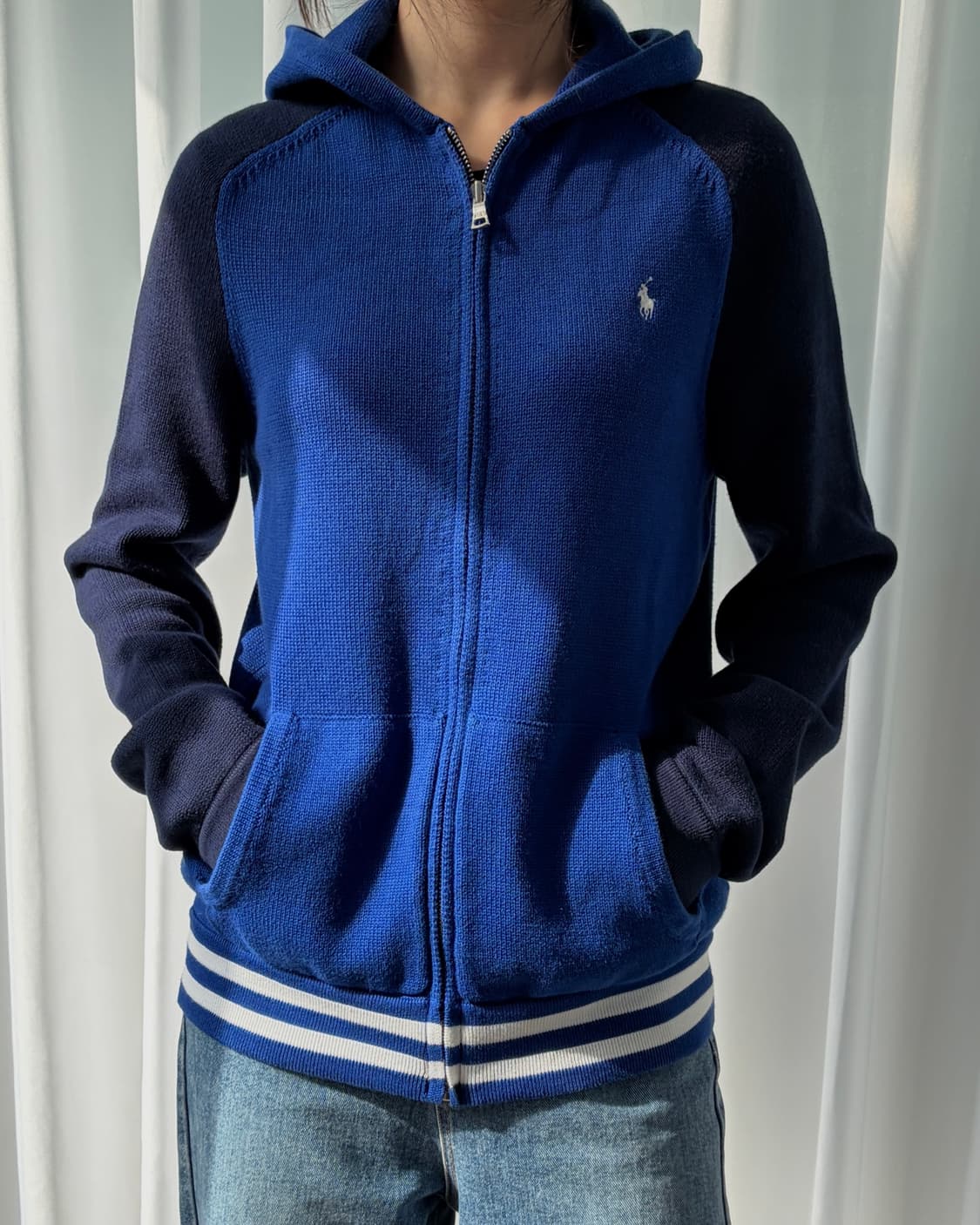 [S-M]폴로 랄프로렌 코튼 후드 니트 집업 상품이미지4