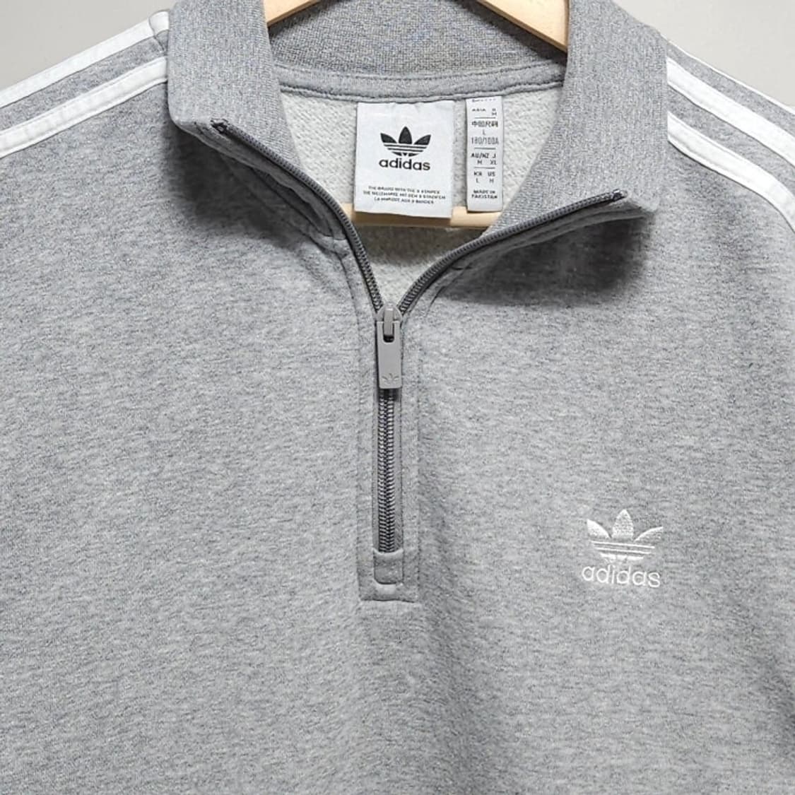 100 Adidas 아디다스 트레포일 하프집업 맨투맨 그레이 상품이미지2