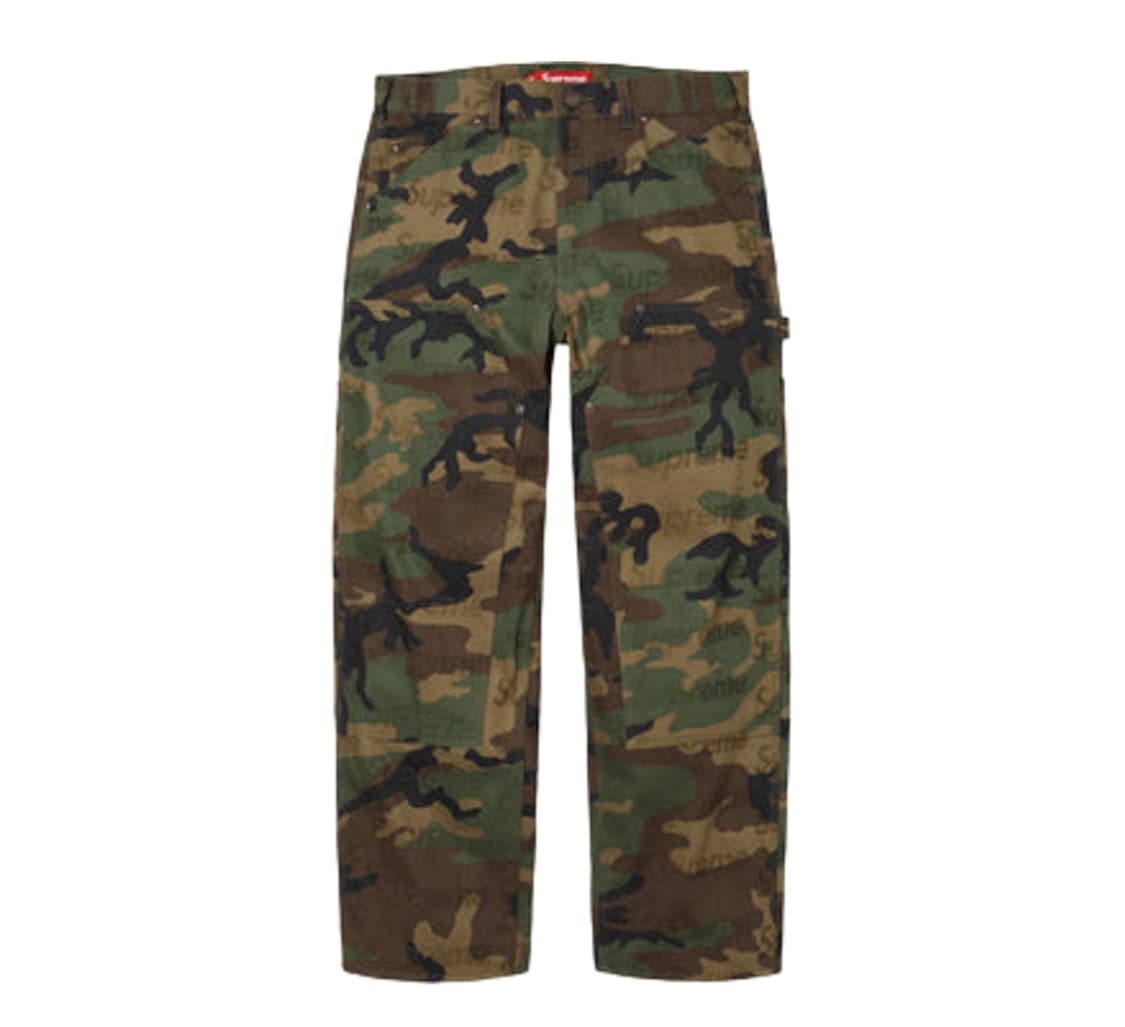 [34] 슈프림 자카드 로고 더블 니 데님 페인터 진 우드랜드 카모 상품이미지1