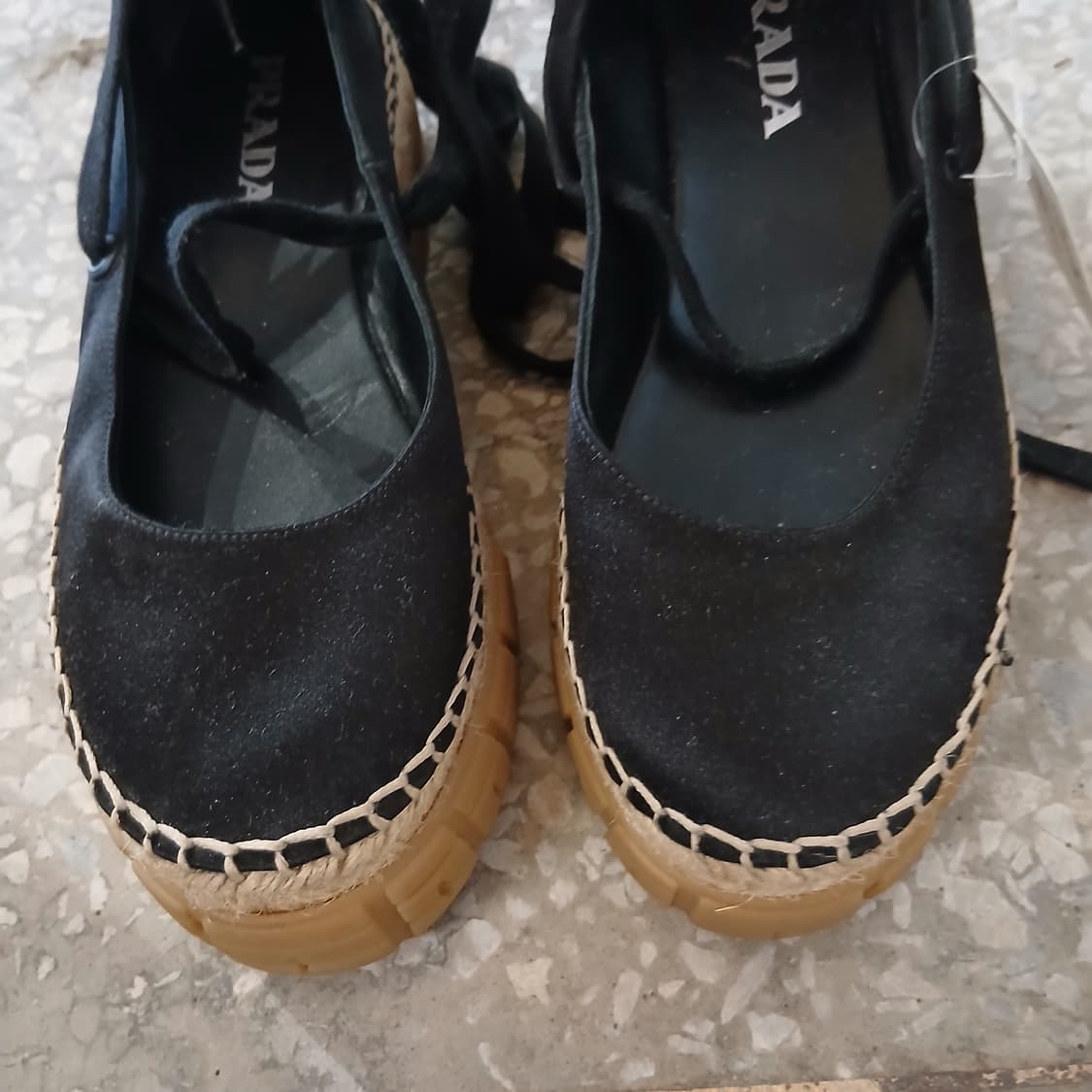 [PRADA] 새틴 레이스업 플랫폼 에스파드리유 상품이미지2