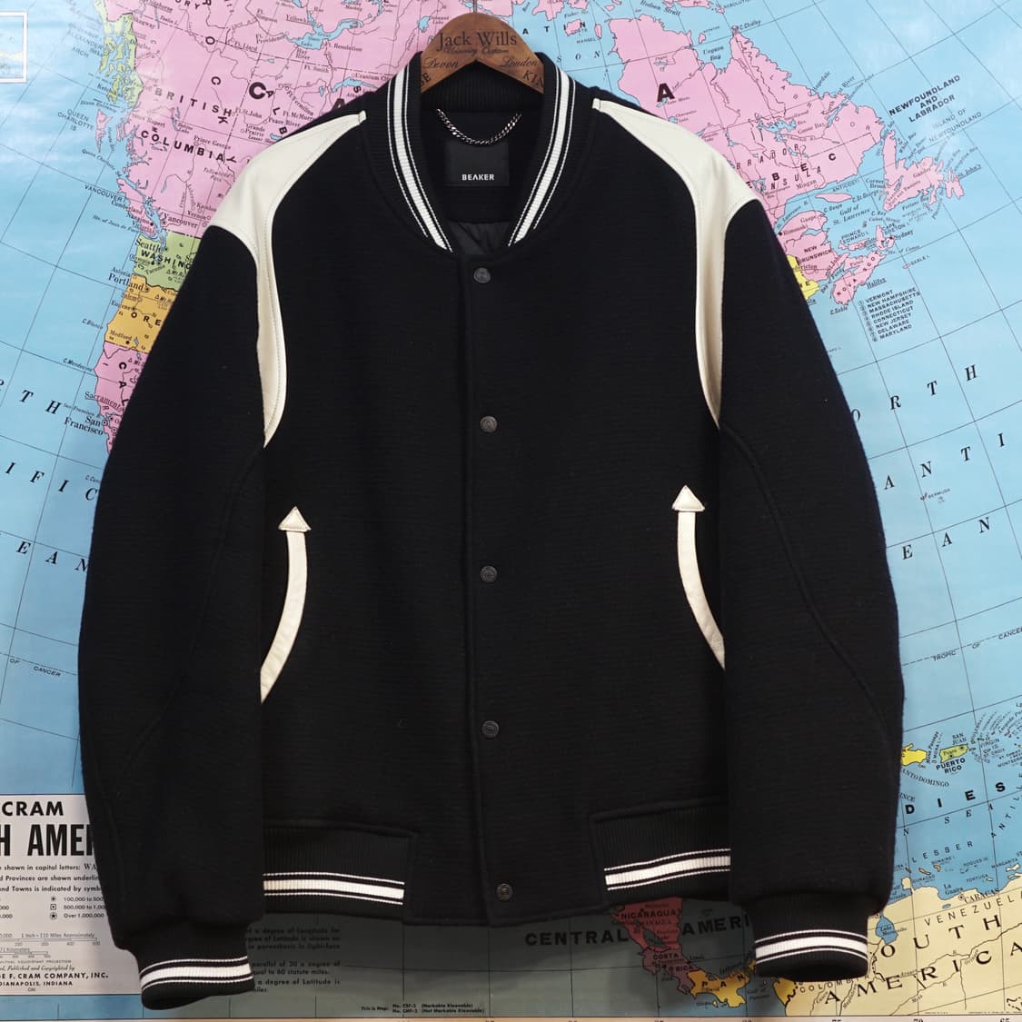 비이커 24fw 울&레더 바시티 자켓 상품이미지1