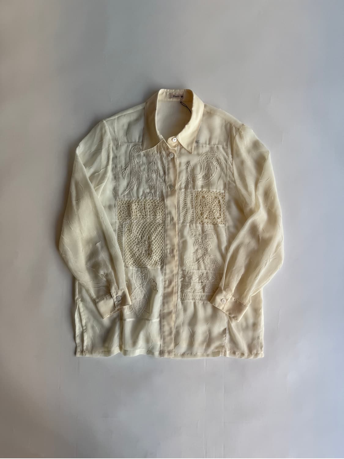 Ethnic Lace Patchwork Embroidered Shirt 상품이미지1