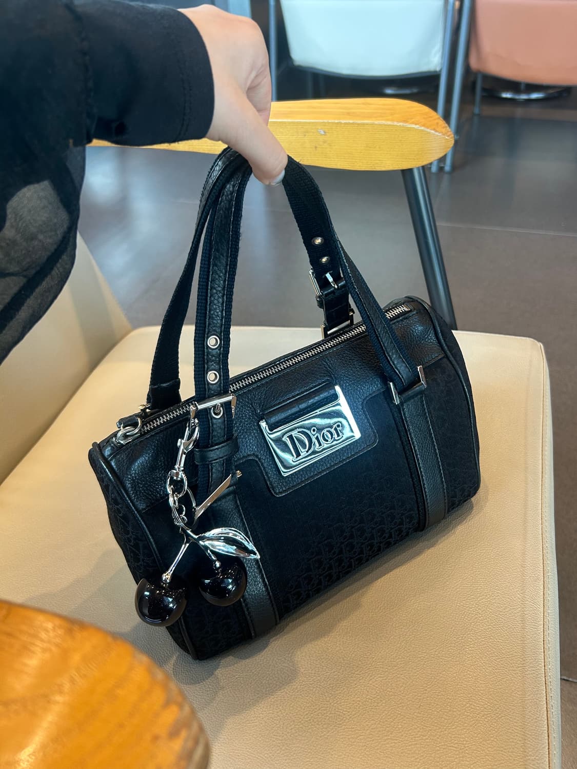 레어🖤)) Dior 디올 오블리크 패턴 미니 보스턴백 블랙 가방 상품이미지1