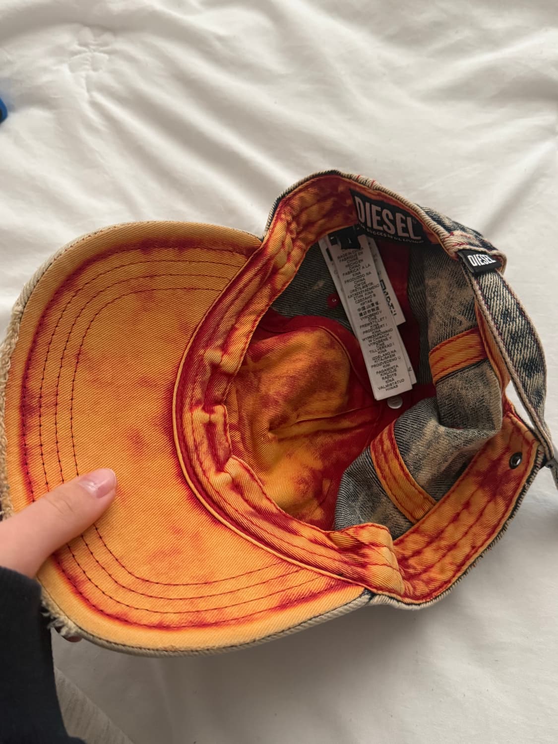 디젤 C-세이몬 트리티드 데님 베이스볼 캡 블루 화이트 상품이미지3