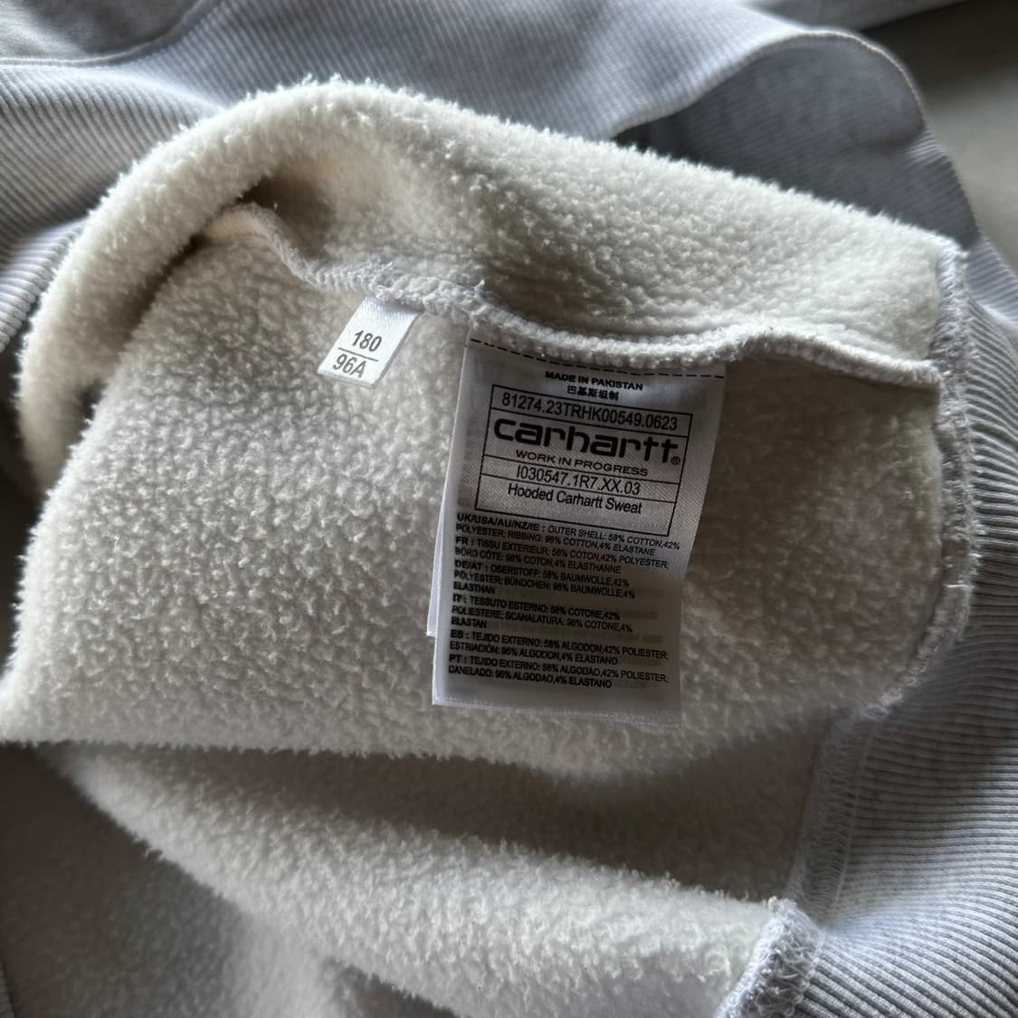 [L]칼하트 WIP 그레이 기모 스웻 후드 상품이미지8