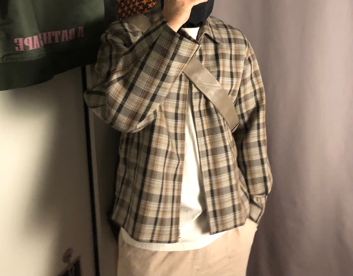 오라리 더블페이스 체크 블루종 상품이미지4