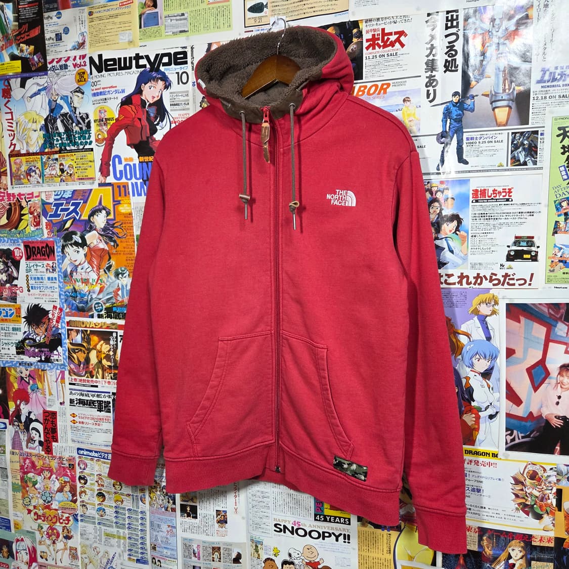 노스페이스 스웨이드 패치 레드 브라운 후드집업 상품이미지1