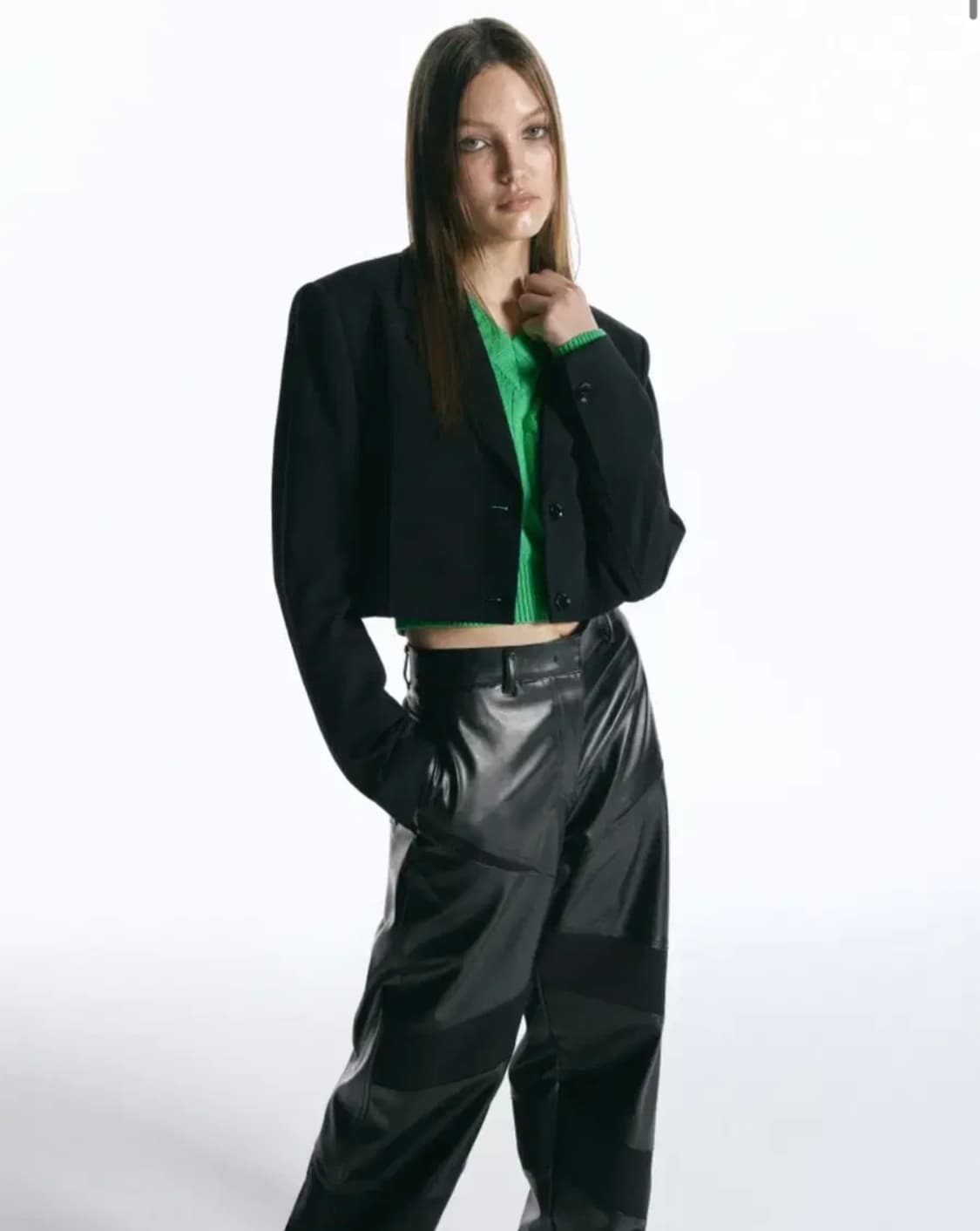 인사일런스우먼 크롭 울자켓 블랙 사이즈s 상품이미지1