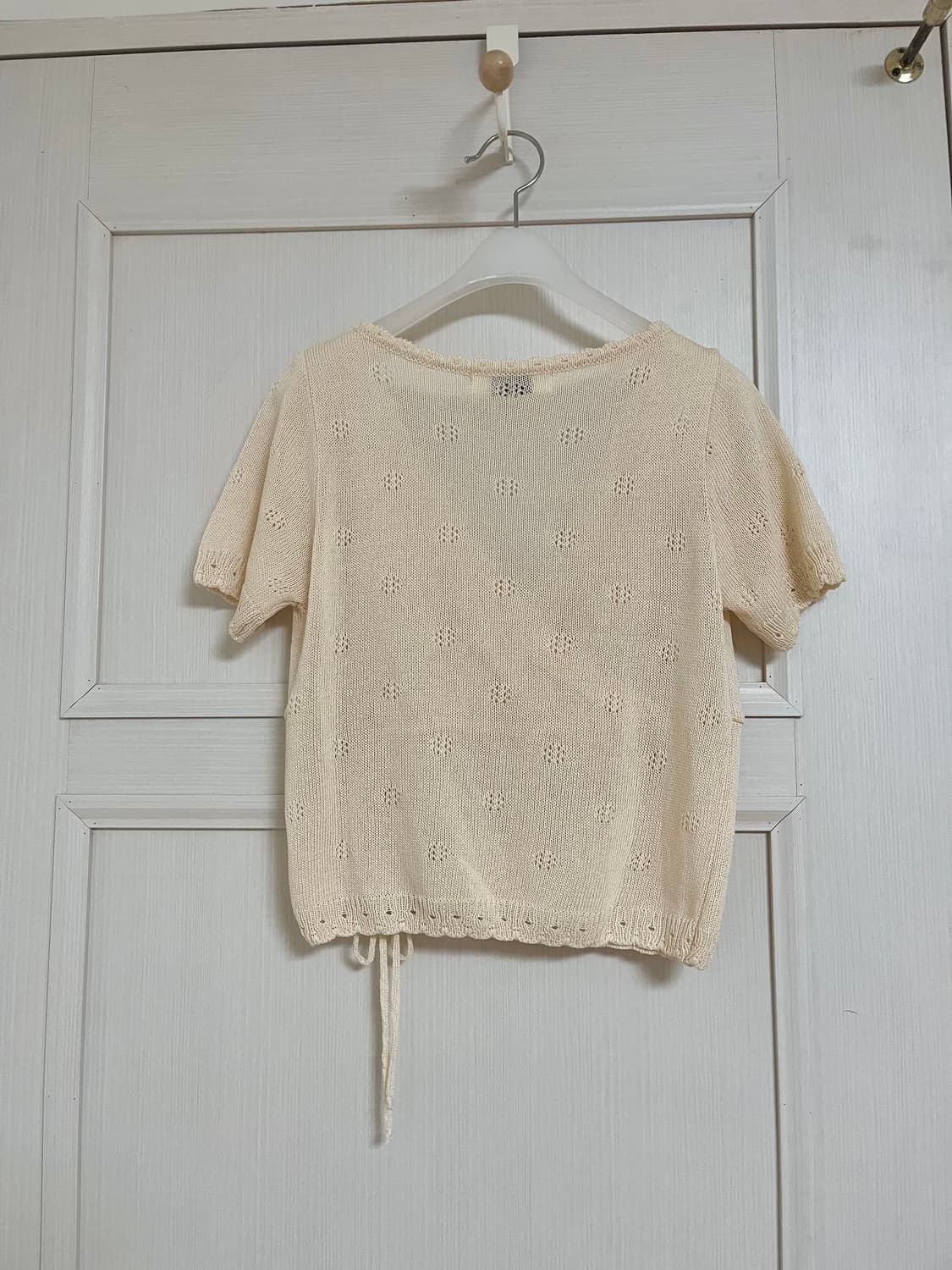 에딘버러 핑크 아이보리 펀칭 랩 니트 크롭 가디건 상품이미지5