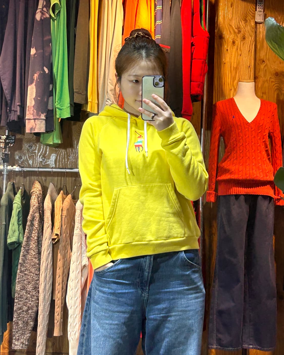 M 폴로랄프로렌 옐로우 컬러 빅포니 후드 상품이미지1