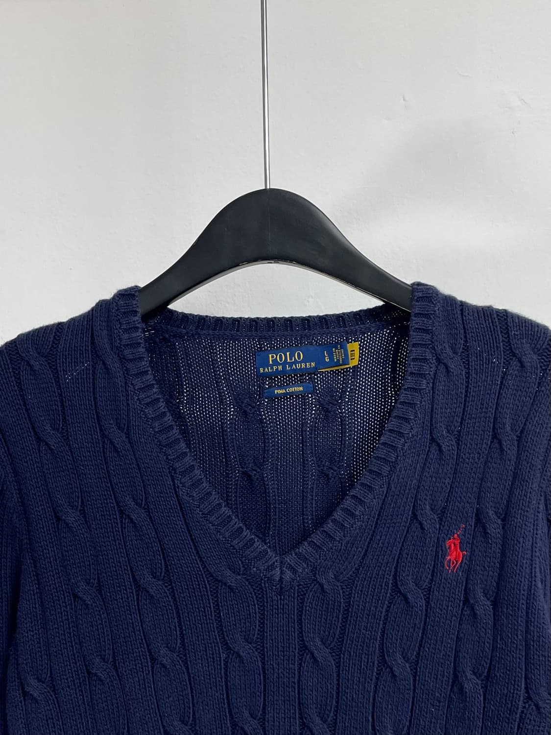 폴로 랄프로렌 우먼스 네이비 브이넥 케이블 니트 (on.184)   상품이미지2