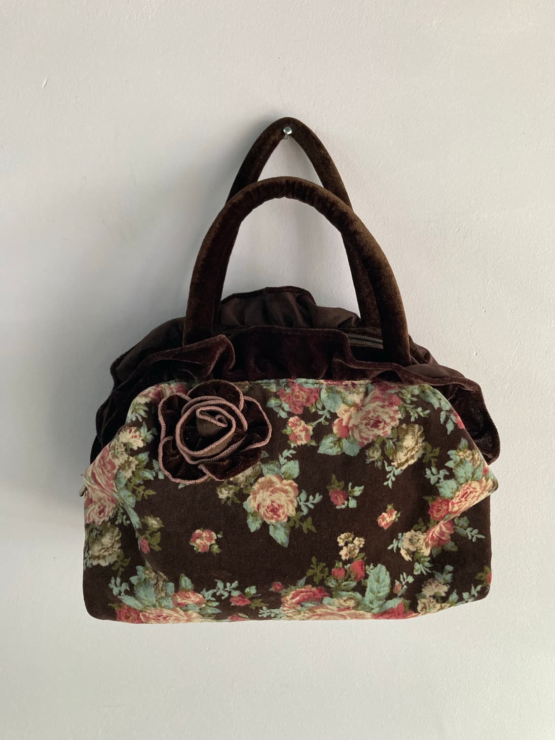 일본빈티지) 벨벳 로즈 가방  상품이미지1